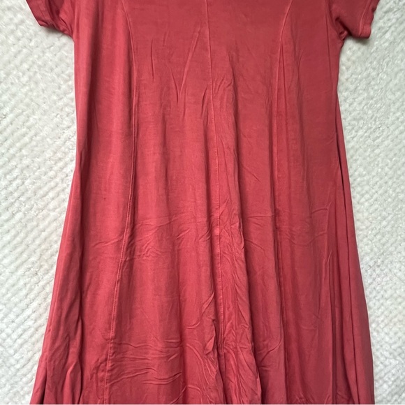 Raya Sun V-Neck Dress Flowy Fit Short Sleeve V Neck Coral Pink Small - Picture 4 of 7